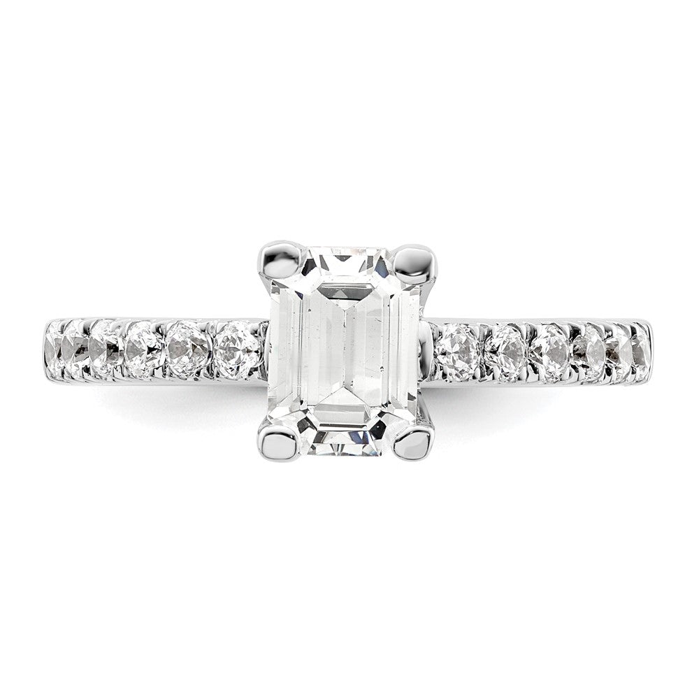 True Origin 14K White Gold 3/8 carat Lab Grown Diamond VS+ F+ Semi-Mount Emerald Engagement Ring