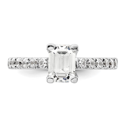 True Origin 14K White Gold 3/8 carat Lab Grown Diamond VS+ F+ Semi-Mount Emerald Engagement Ring