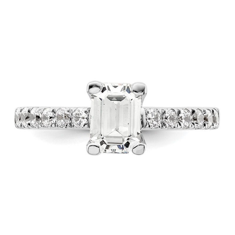 True Origin 14K White Gold 3/8 carat Lab Grown Diamond VS+ F+ Semi-Mount Emerald Engagement Ring