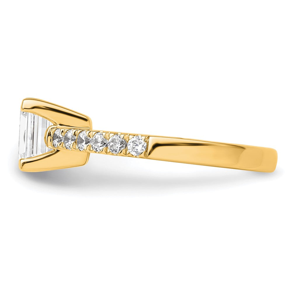 True Origin 14K Yellow Gold 3/8 carat Lab Grown Diamond VS+ F+ Semi-Mount Emerald Engagement Ring