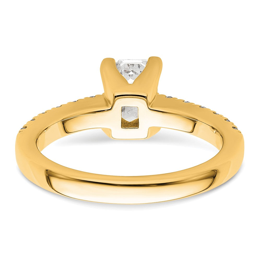 True Origin 14K Yellow Gold 3/8 carat Lab Grown Diamond VS+ F+ Semi-Mount Emerald Engagement Ring