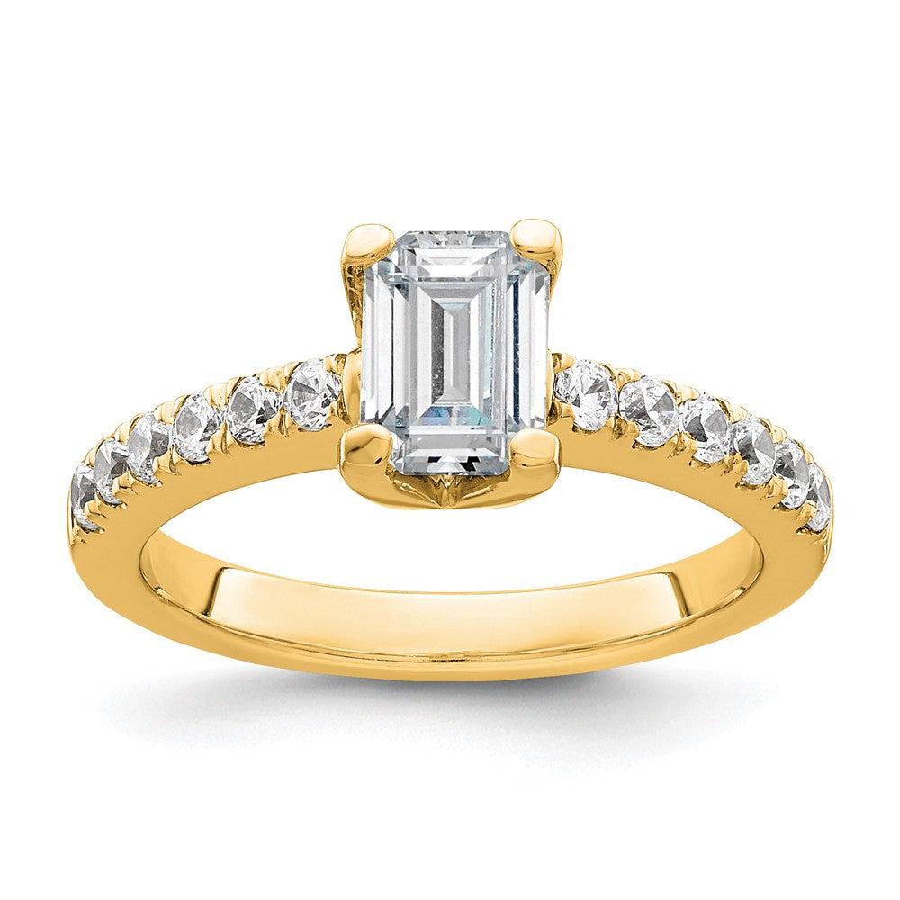 True Origin 14K Yellow Gold 3/8 carat Lab Grown Diamond VS+ F+ Semi-Mount Emerald Engagement Ring