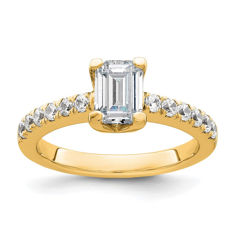 True Origin 14K Yellow Gold 3/8 carat Lab Grown Diamond VS+ F+ Semi-Mount Emerald Engagement Ring
