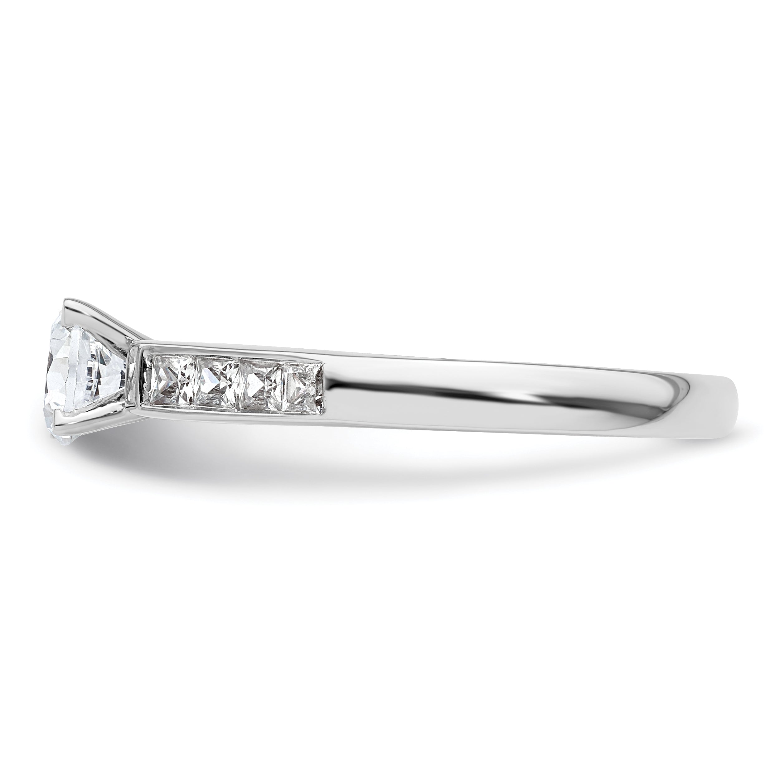 14K White Gold Peg Set 3/8 Carat Channel Princess Diamond Semi Mount Engagement Ring