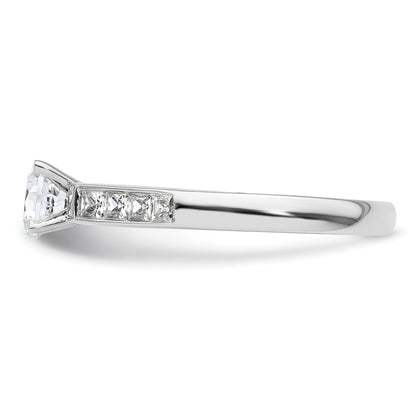 14K White Gold Peg Set 3/8 Carat Channel Princess Diamond Semi Mount Engagement Ring