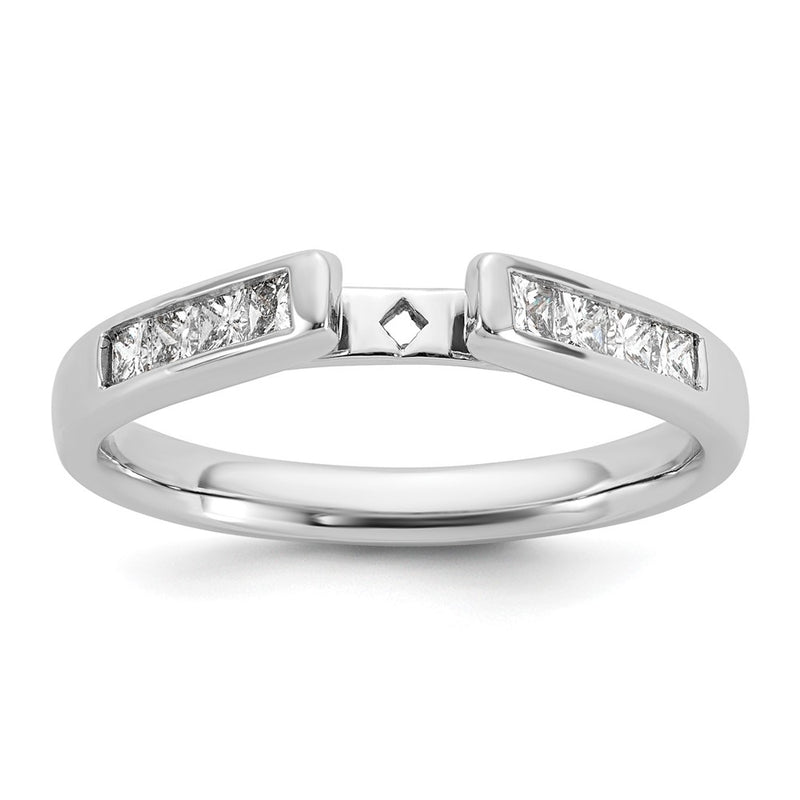14K White Gold Peg Set 3/8 Carat Channel Princess Diamond Semi Mount Engagement Ring