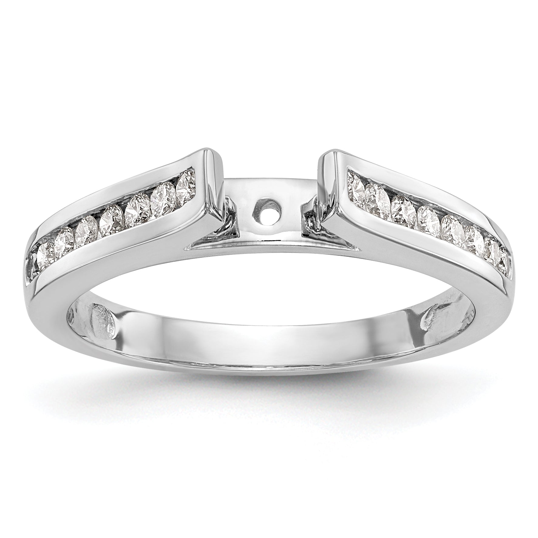 14K White Gold Peg Set 1/4 Carat Channel Diamond Semi Mount Engagement Ring