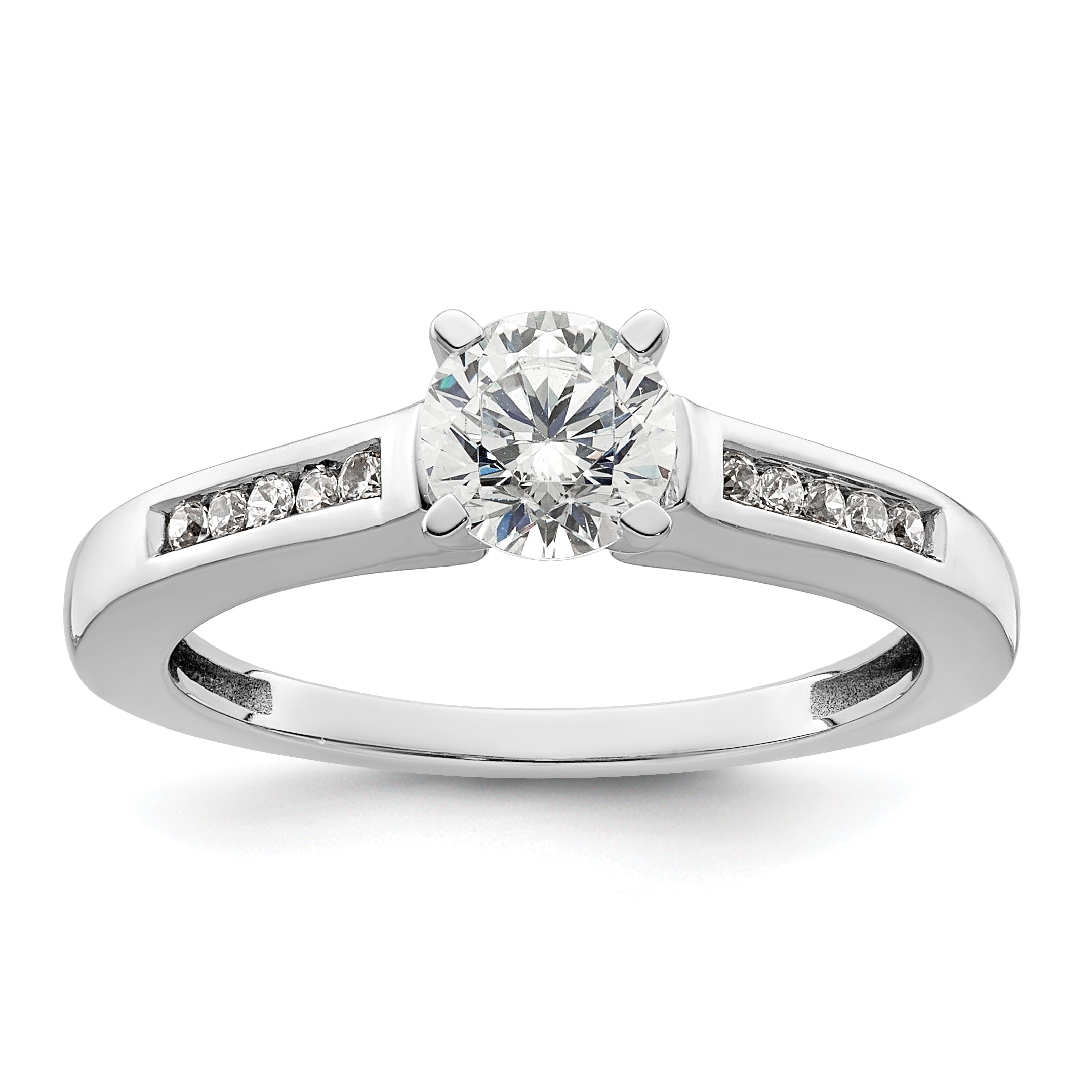 14K White Gold Lab Grown Diamond VS/SI FGH Peg Set Semi-mount Engagement Ring