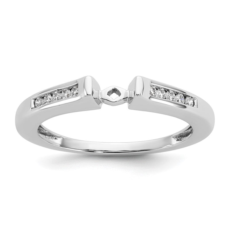 14K White Gold Peg Set 1/10 Carat Channel Diamond Semi Mount Engagement Ring