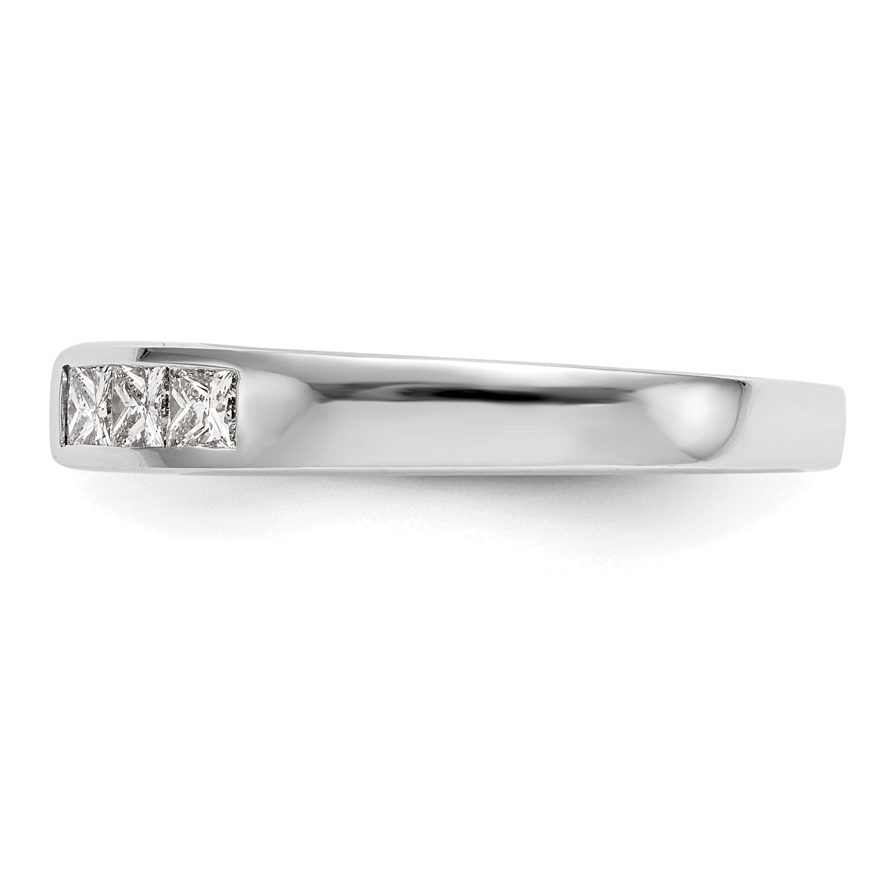 14K White Gold Peg Set 3/8 Carat Channel Princess Diamond Semi Mount Engagement Ring