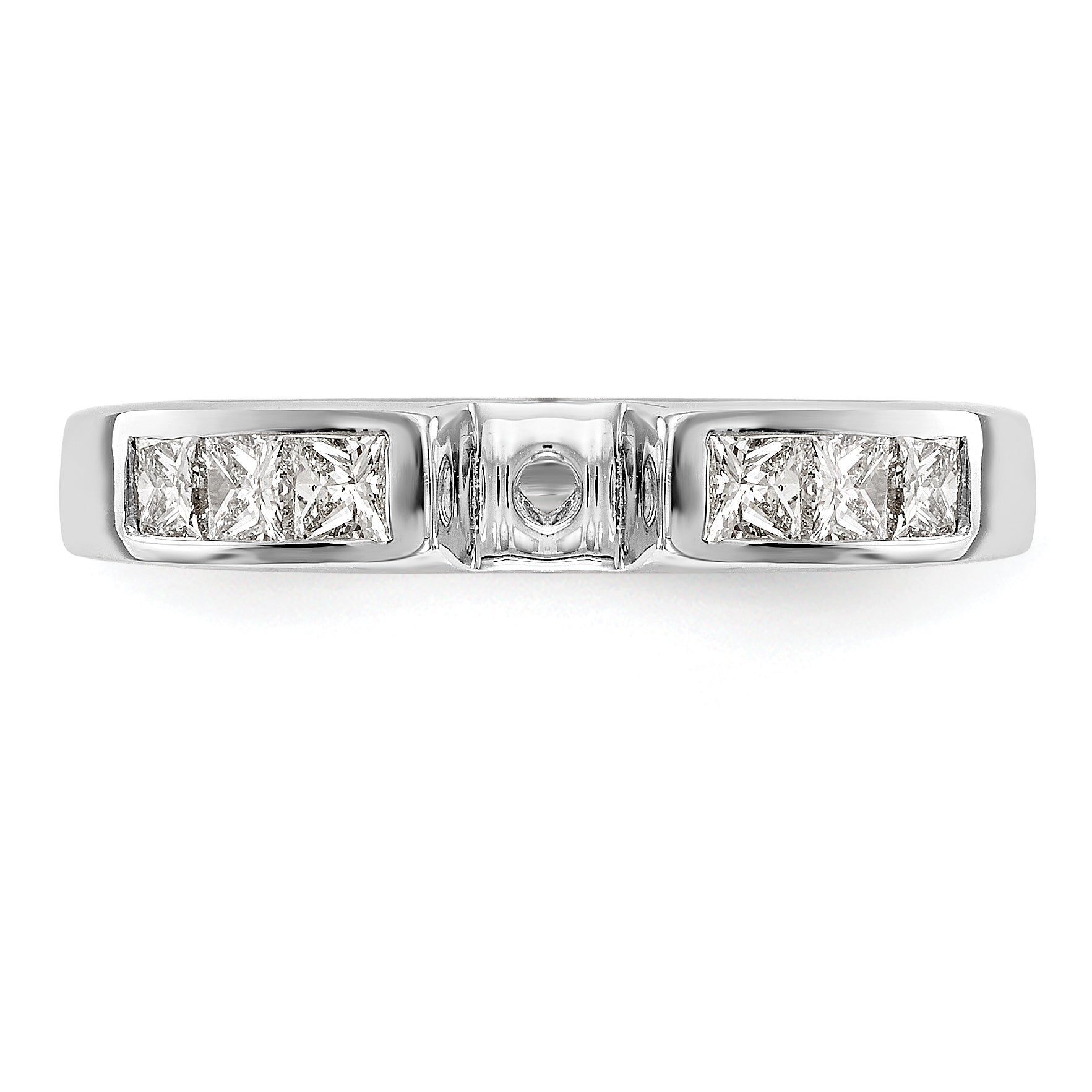 14K White Gold Peg Set 3/8 Carat Channel Princess Diamond Semi Mount Engagement Ring