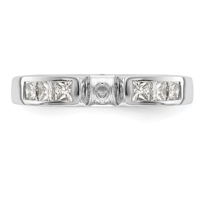 14K White Gold Peg Set 3/8 Carat Channel Princess Diamond Semi Mount Engagement Ring