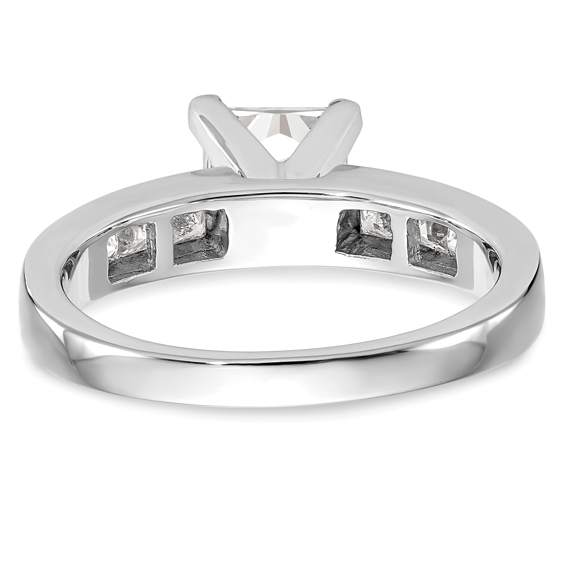 14K White Gold Peg Set 3/8 Carat Channel Princess Diamond Semi Mount Engagement Ring