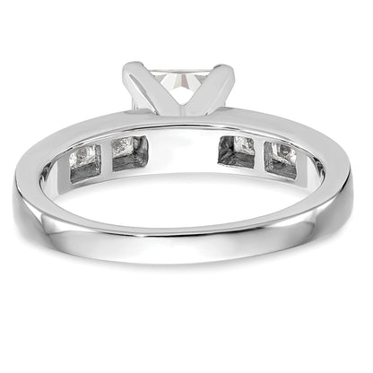 14K White Gold Peg Set 3/8 Carat Channel Princess Diamond Semi Mount Engagement Ring