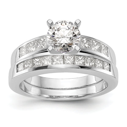 14K White Gold Peg Set 3/8 Carat Channel Princess Diamond Semi Mount Engagement Ring