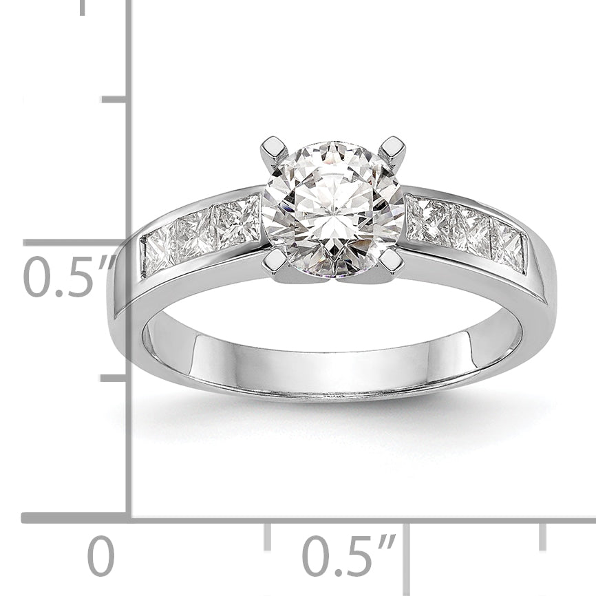14K White Gold Peg Set 3/8 Carat Channel Princess Diamond Semi Mount Engagement Ring