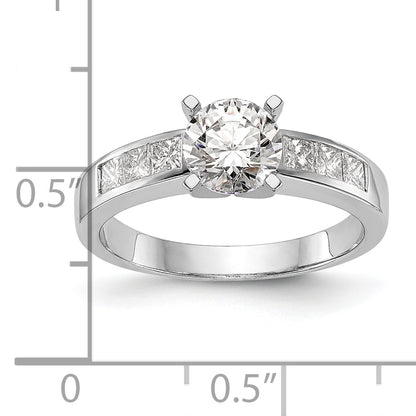 14K White Gold Peg Set 3/8 Carat Channel Princess Diamond Semi Mount Engagement Ring