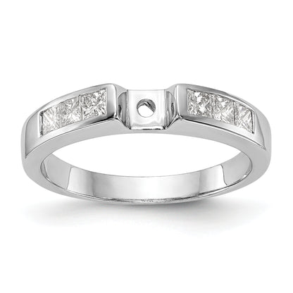 14K White Gold Peg Set 3/8 Carat Channel Princess Diamond Semi Mount Engagement Ring