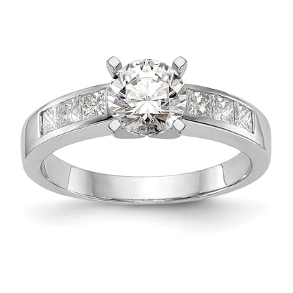 14K White Gold Peg Set 3/8 Carat Channel Princess Diamond Semi Mount Engagement Ring