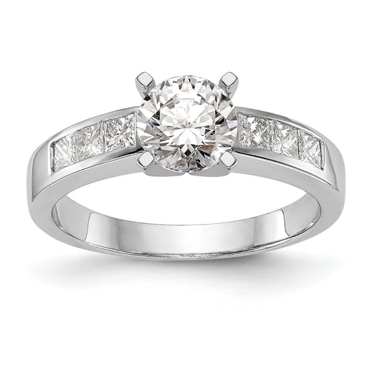 14K White Gold Peg Set 3/8 Carat Channel Princess Diamond Semi Mount Engagement Ring