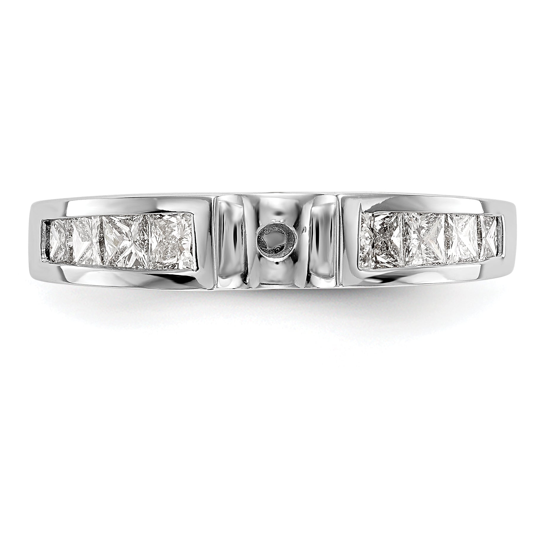 14K White Gold Peg Set 3/4 Carat Channel Princess Diamond Semi Mount Engagement Ring