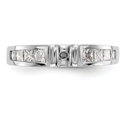 14K White Gold Peg Set 3/4 Carat Channel Princess Diamond Semi Mount Engagement Ring