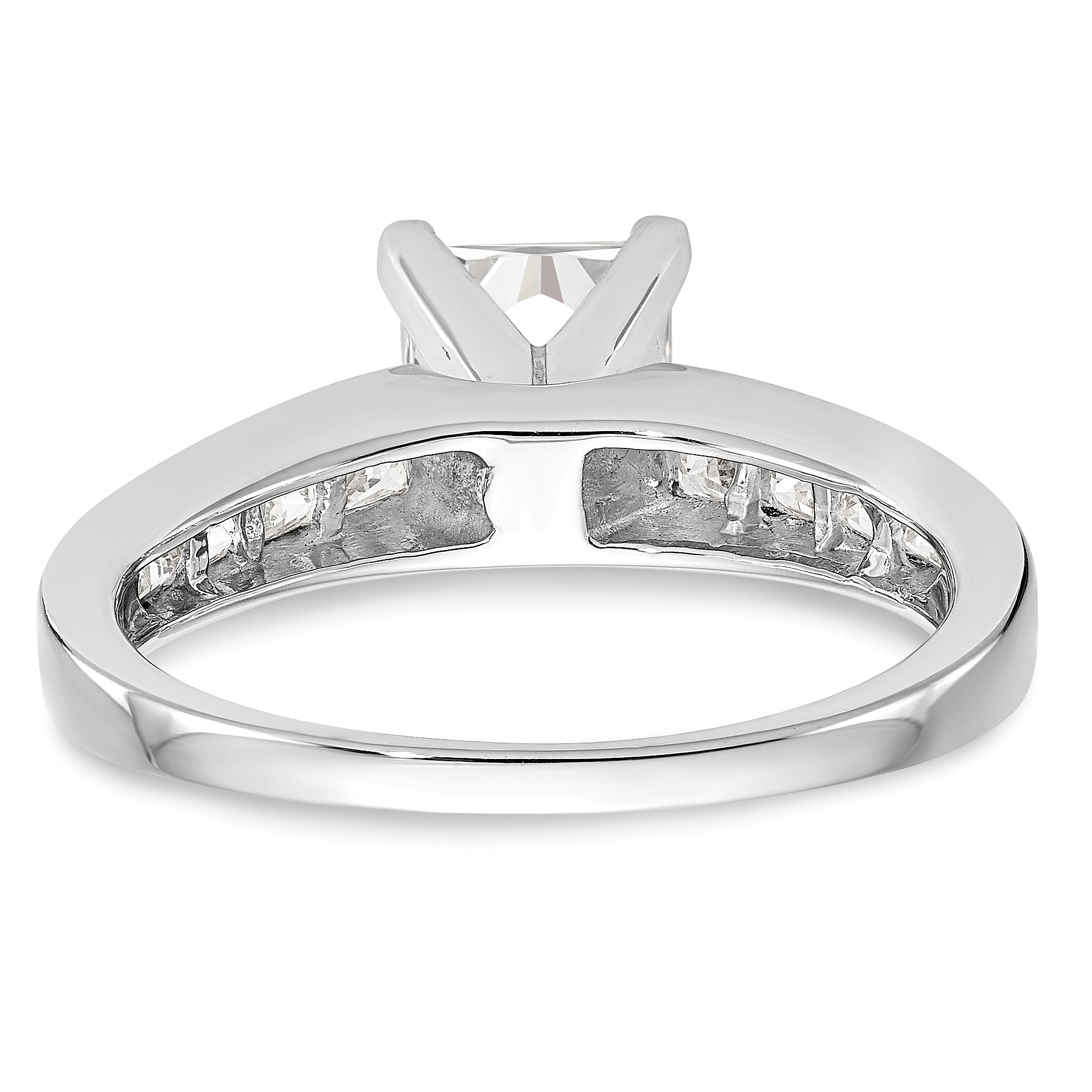 14K White Gold Peg Set 3/4 Carat Channel Princess Diamond Semi Mount Engagement Ring