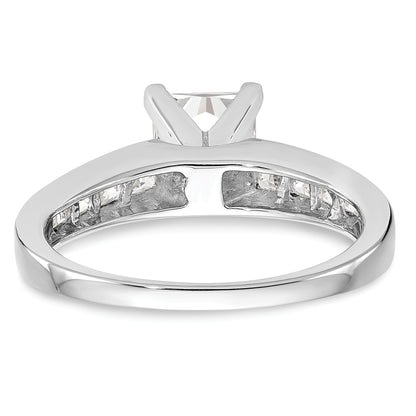 14K White Gold Peg Set 3/4 Carat Channel Princess Diamond Semi Mount Engagement Ring