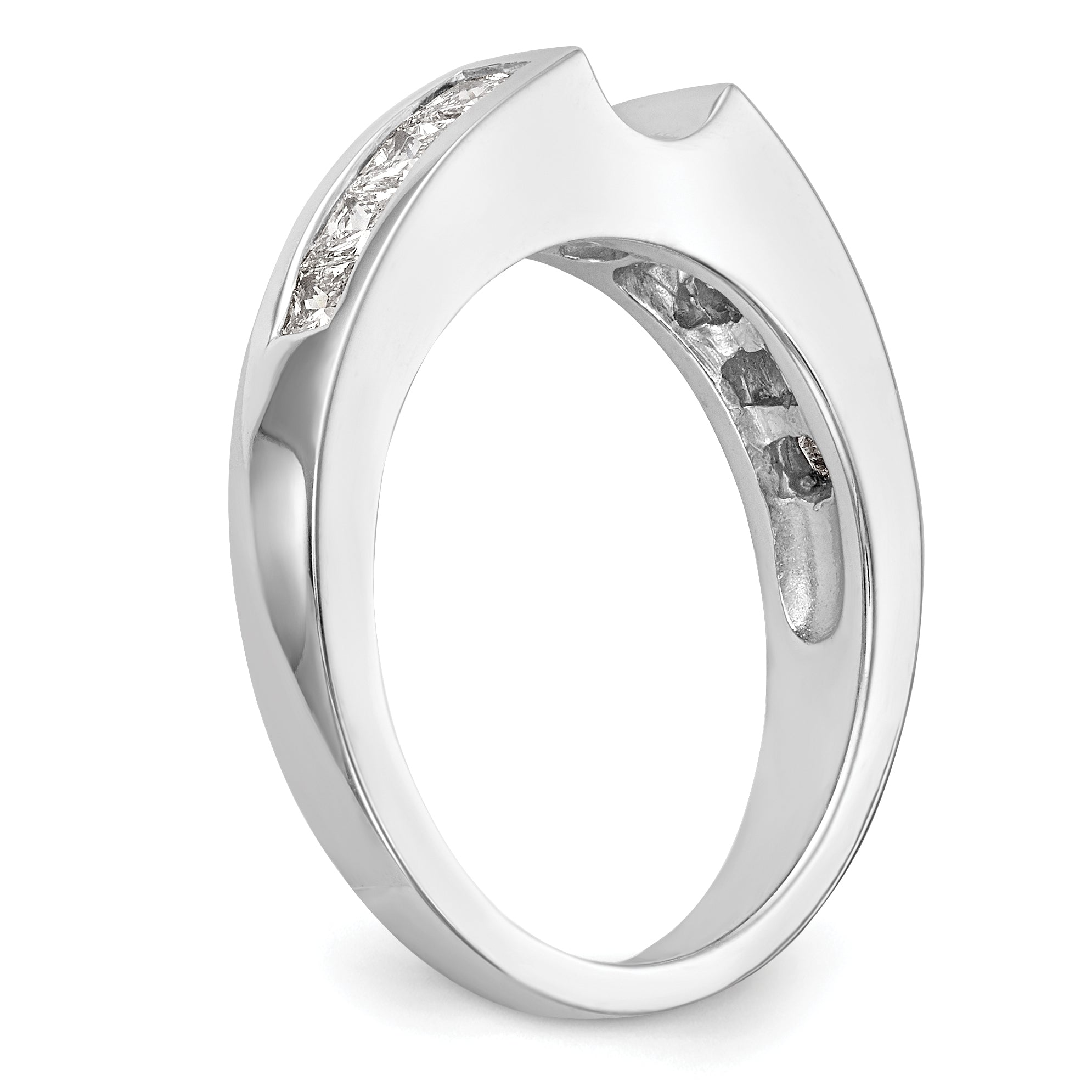 14K White Gold Peg Set 3/4 Carat Channel Princess Diamond Semi Mount Engagement Ring