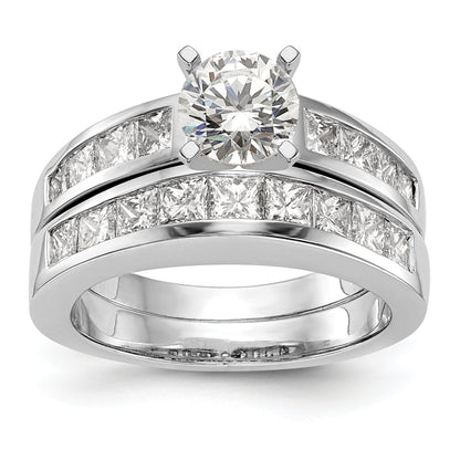 14K White Gold Peg Set 3/4 Carat Channel Princess Diamond Semi Mount Engagement Ring