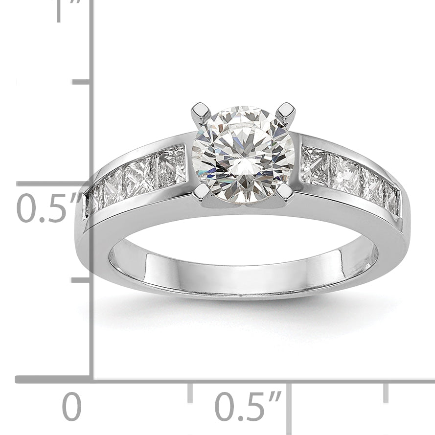 14K White Gold Peg Set 3/4 Carat Channel Princess Diamond Semi Mount Engagement Ring