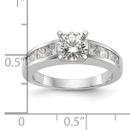 14K White Gold Peg Set 3/4 Carat Channel Princess Diamond Semi Mount Engagement Ring