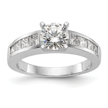 14K White Gold Peg Set 3/4 Carat Channel Princess Diamond Semi Mount Engagement Ring
