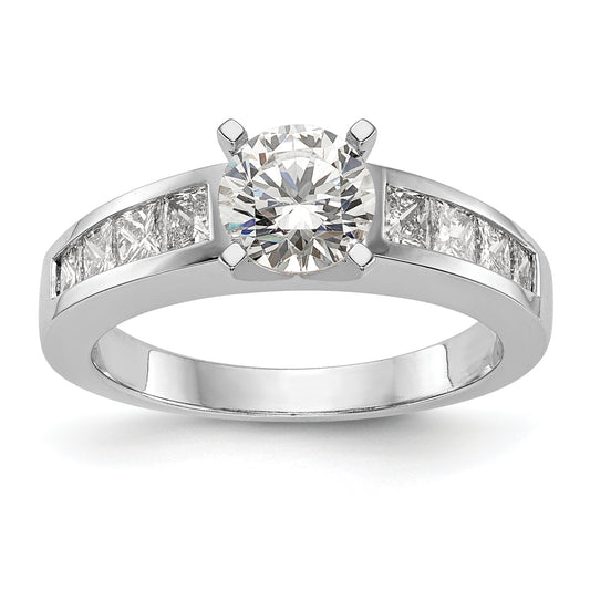 14K White Gold Peg Set 3/4 Carat Channel Princess Diamond Semi Mount Engagement Ring