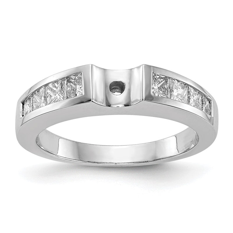 14K White Gold Peg Set 3/4 Carat Channel Princess Diamond Semi Mount Engagement Ring