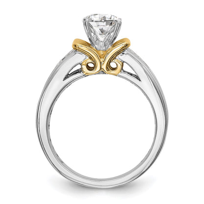 14k Two-tone Two Tone 5/8 Ct. Lab Grown Diamond VS/SI+ G+ Semi Mount Peg Set Engagement Ring