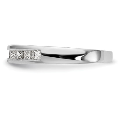 14K White Gold Peg Set 3/8 Carat Channel Princess Diamond Semi Mount Engagement Ring