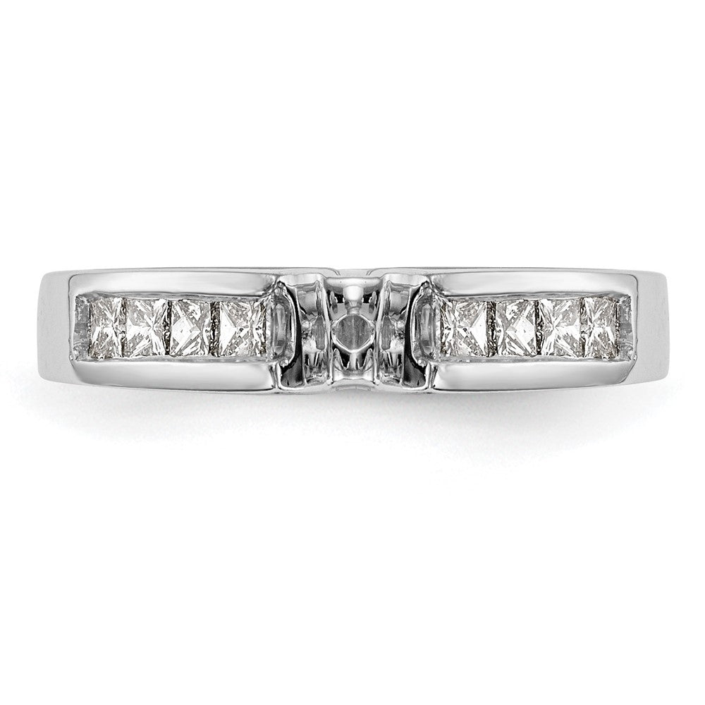 14K White Gold Peg Set 3/8 Carat Channel Princess Diamond Semi Mount Engagement Ring