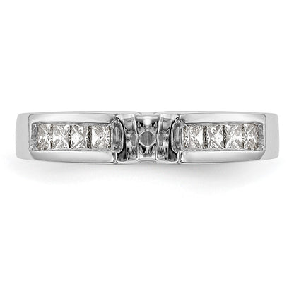 14K White Gold Peg Set 3/8 Carat Channel Princess Diamond Semi Mount Engagement Ring