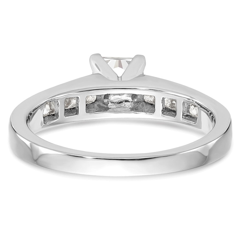 14K White Gold Peg Set 3/8 Carat Channel Princess Diamond Semi Mount Engagement Ring