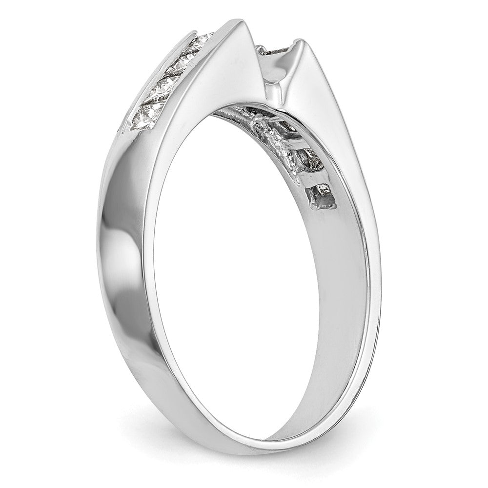 14K White Gold Peg Set 3/8 Carat Channel Princess Diamond Semi Mount Engagement Ring
