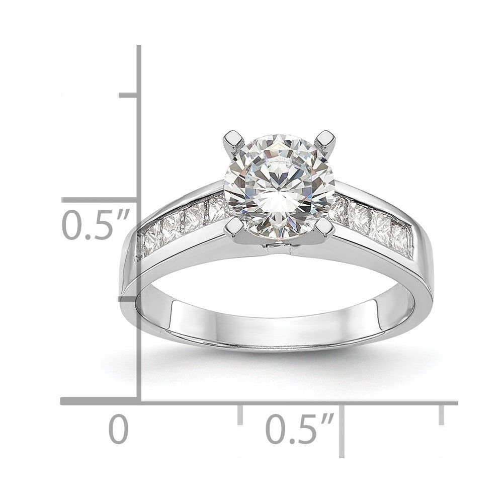 14K White Gold Peg Set 3/8 Carat Channel Princess Diamond Semi Mount Engagement Ring