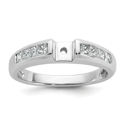 14K White Gold Peg Set 1/2 Carat Channel Princess Diamond Semi Mount Engagement Ring