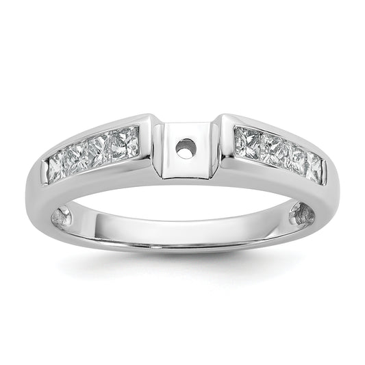 14K White Gold Peg Set 1/2 Carat Channel Princess Diamond Semi Mount Engagement Ring