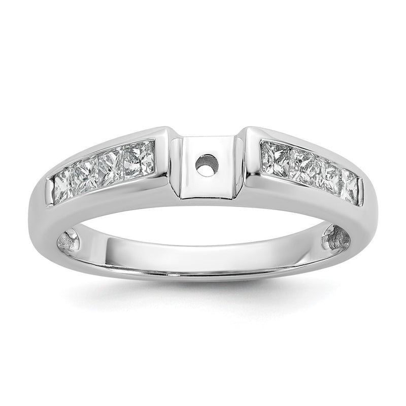 14K White Gold Peg Set 1/2 Carat Channel Princess Diamond Semi Mount Engagement Ring