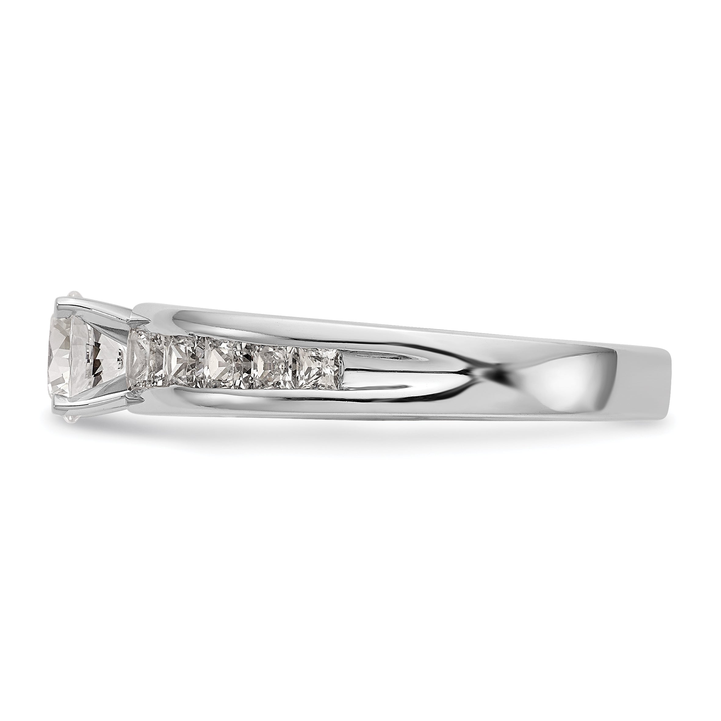14K White Gold Peg Set 1 Carat Channel Princess Diamond Semi Mount Engagement Ring