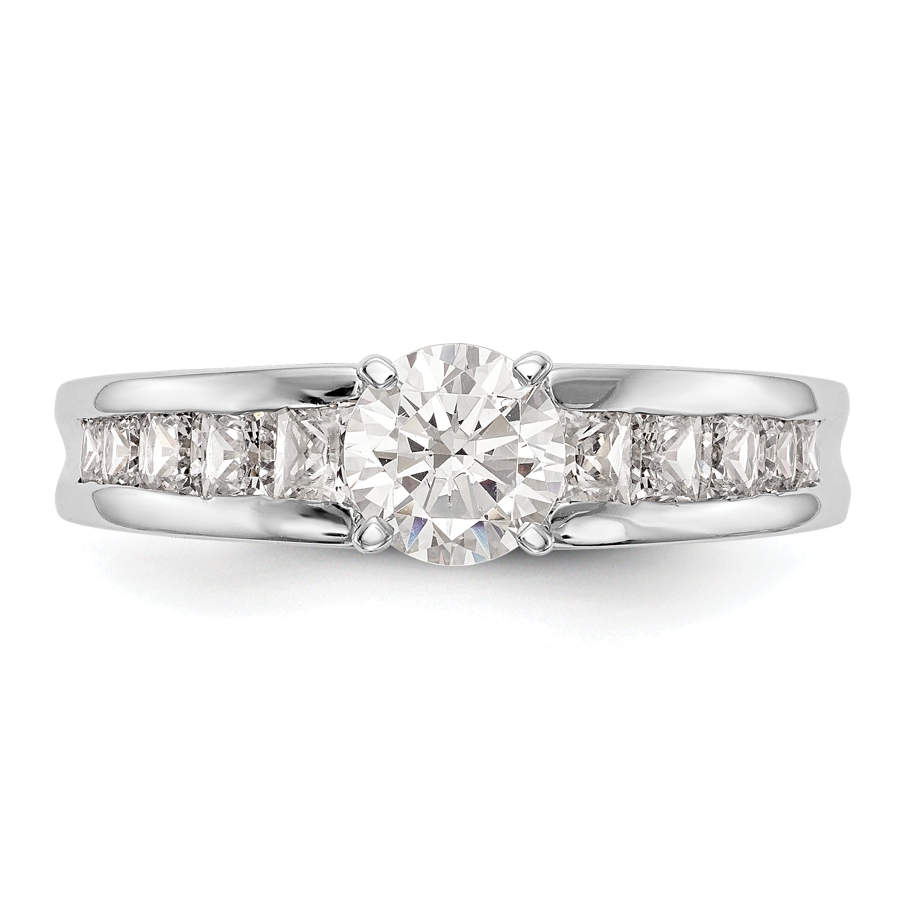 14K White Gold Peg Set 1 Carat Channel Princess Diamond Semi Mount Engagement Ring