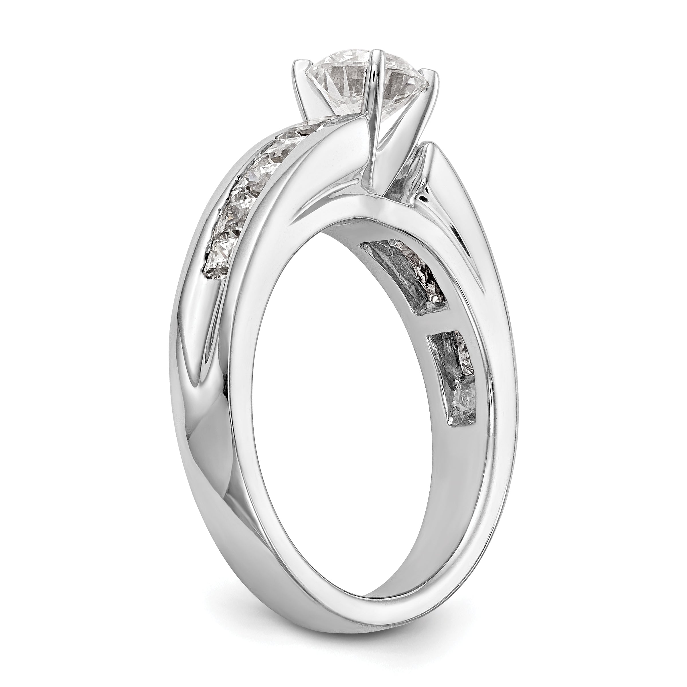14K White Gold Peg Set 1 Carat Channel Princess Diamond Semi Mount Engagement Ring