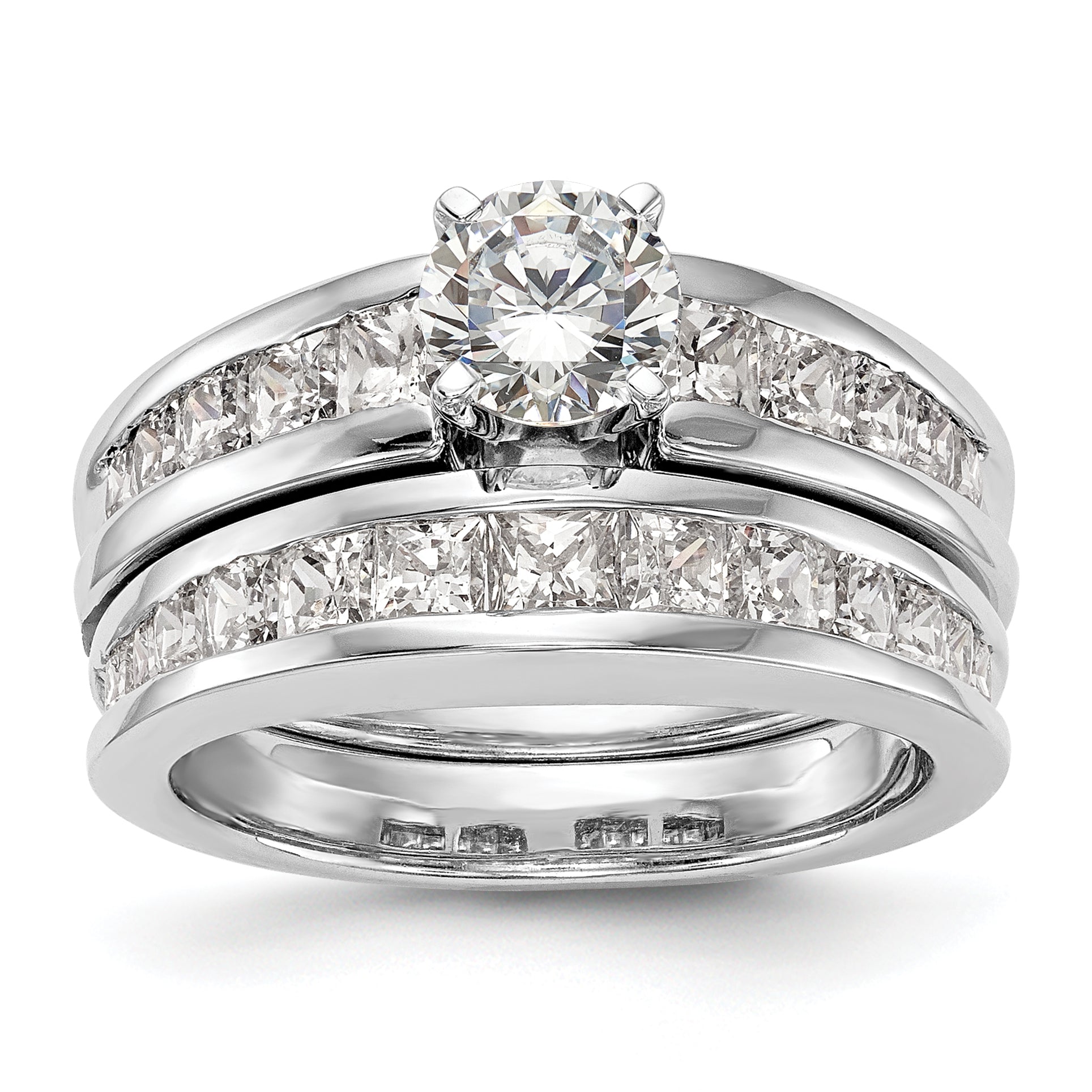 14K White Gold Peg Set 1 Carat Channel Princess Diamond Semi Mount Engagement Ring
