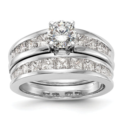 14K White Gold Peg Set 1 Carat Channel Princess Diamond Semi Mount Engagement Ring